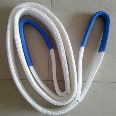 White nylon lifting strap, polypropylene double buckle eye lifting flat sling