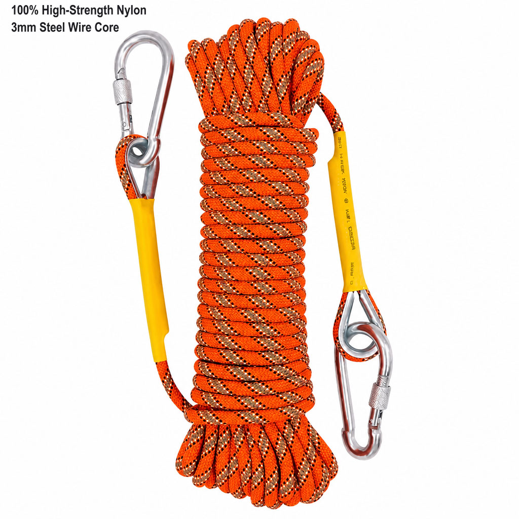 Fire rescue rope - spliced eye end detail on a low stretch rescue rope